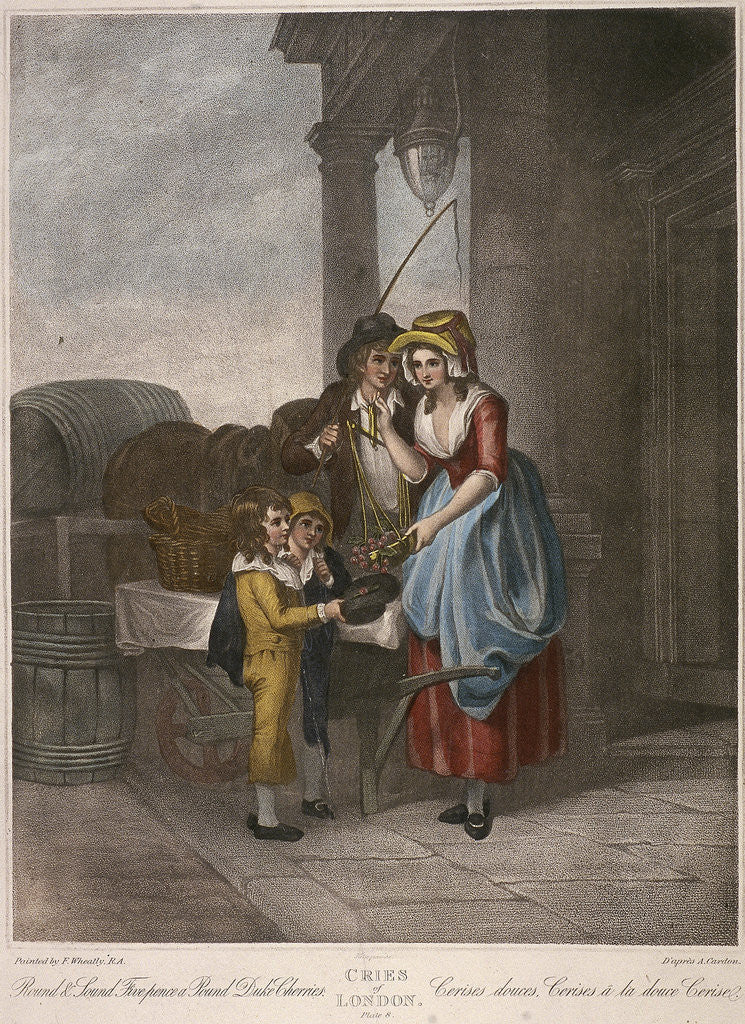Detail of Round & Sound Fivepence a Pound Duke Cherries, Cries of London by Anonymous
