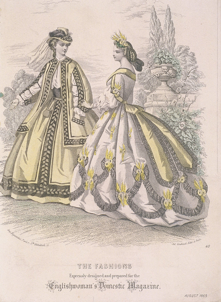 Detail of Two women model the latest fashions by Anonymous