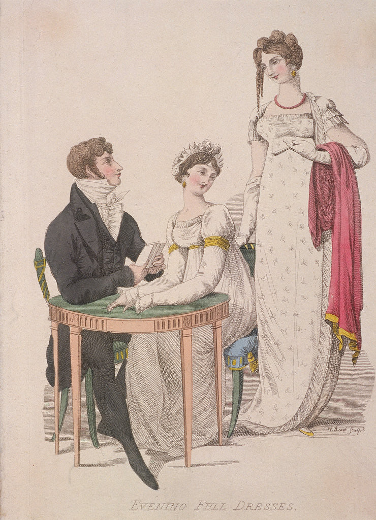 Detail of Two women and a man wearing full evening dress by W Read