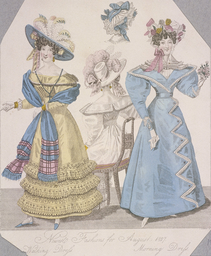 Detail of Two women wearing walking dress and morning dress by Anonymous