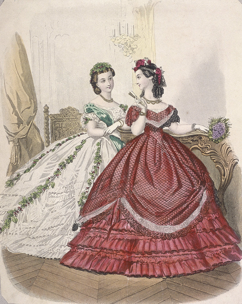 Detail of Two women wearing the latest indoor fashions by Anonymous