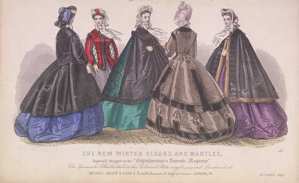 Detail of Five women wearing the latest winter fashions by Anonymous