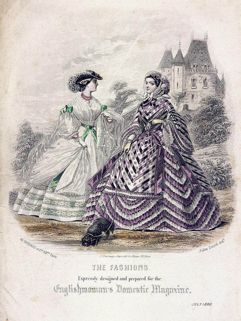 Detail of Two women wearing the latest fashions in an outdoor setting by Anonymous