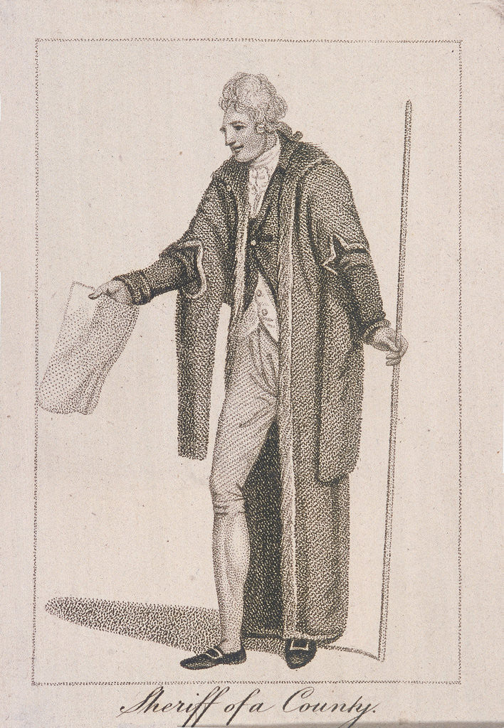Detail of A county Sheriff in civic costume holding a staff and a piece of paper by Anonymous