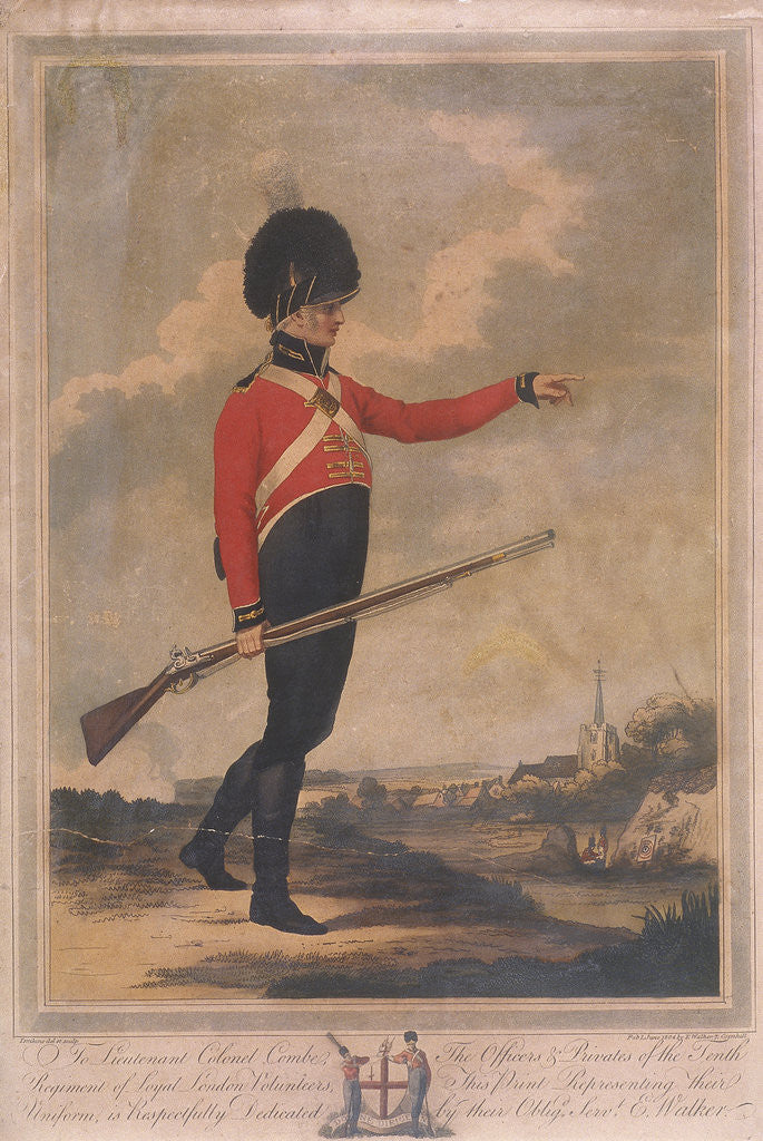Detail of Military figure wearing the uniform of the tenth regiment of Loyal London Volunteers by Charles Tomkins