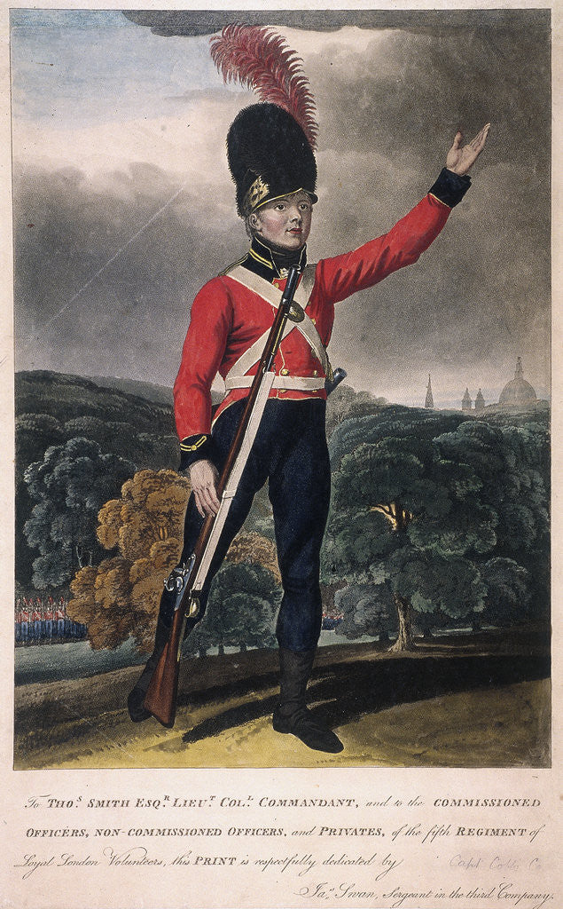 Detail of Military figure in the uniform of the fifth regiment of the Loyal London Volunteers by Anonymous