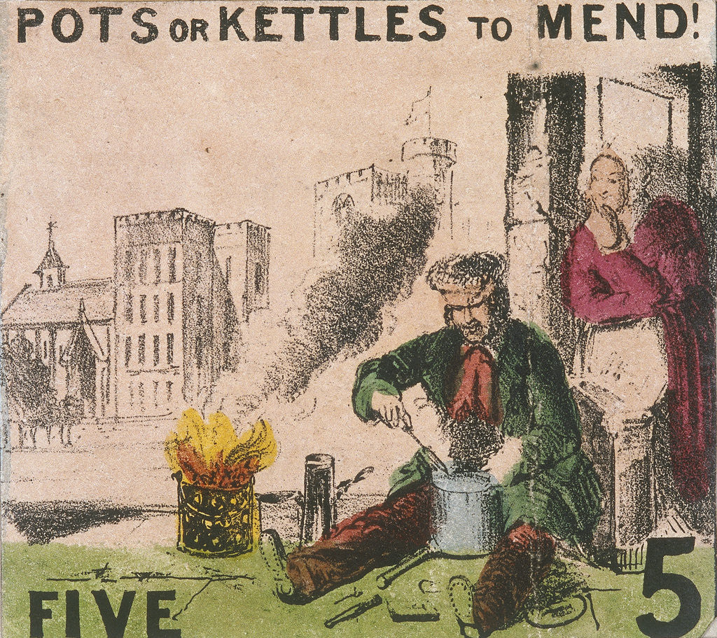 Detail of Pots or Kettles to Mend!, Cries of London by TH Jones