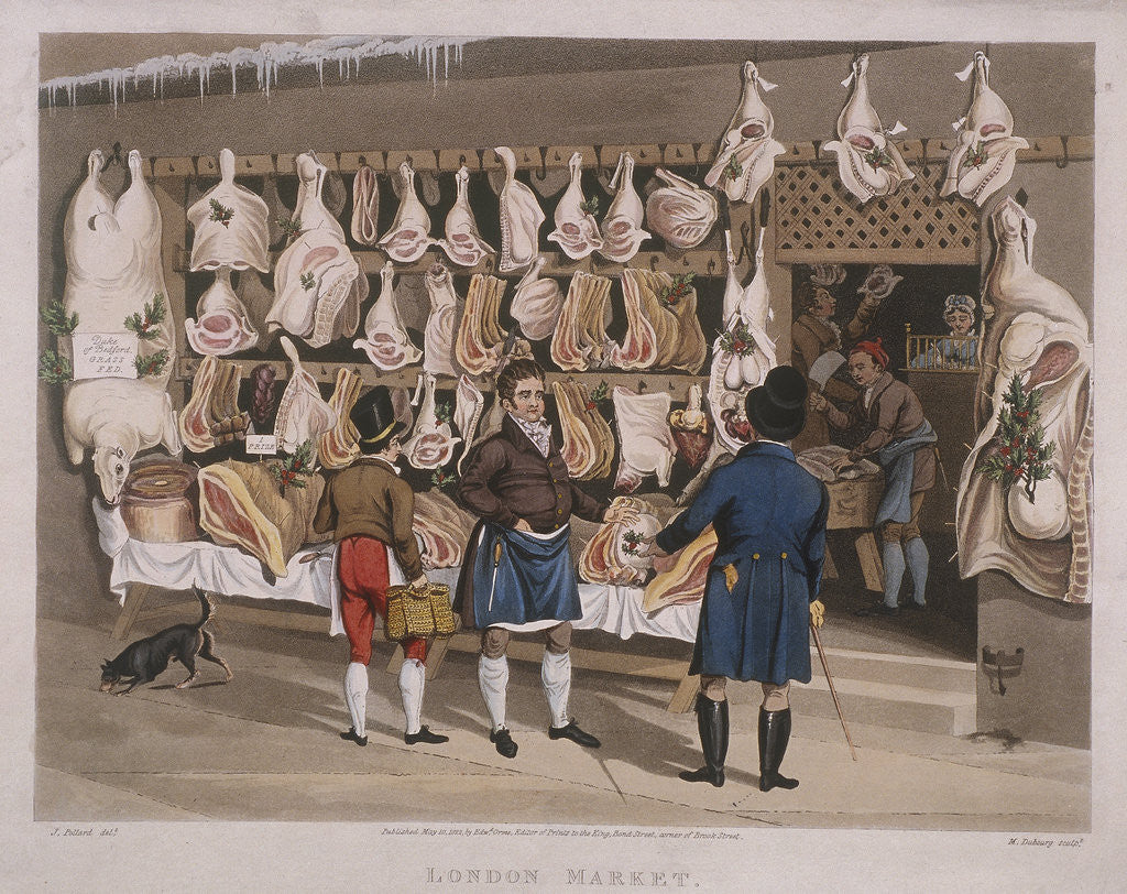Detail of London Market'; a butchers shop by Matthew Dubourg