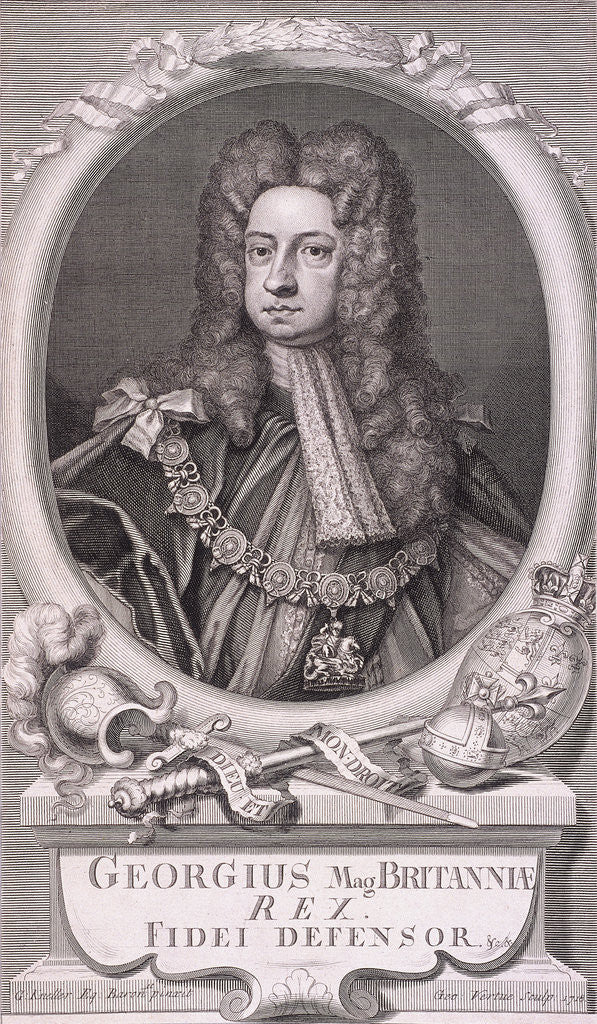 Detail of Oval portrait of George I, King of Great Britain by George Vertue