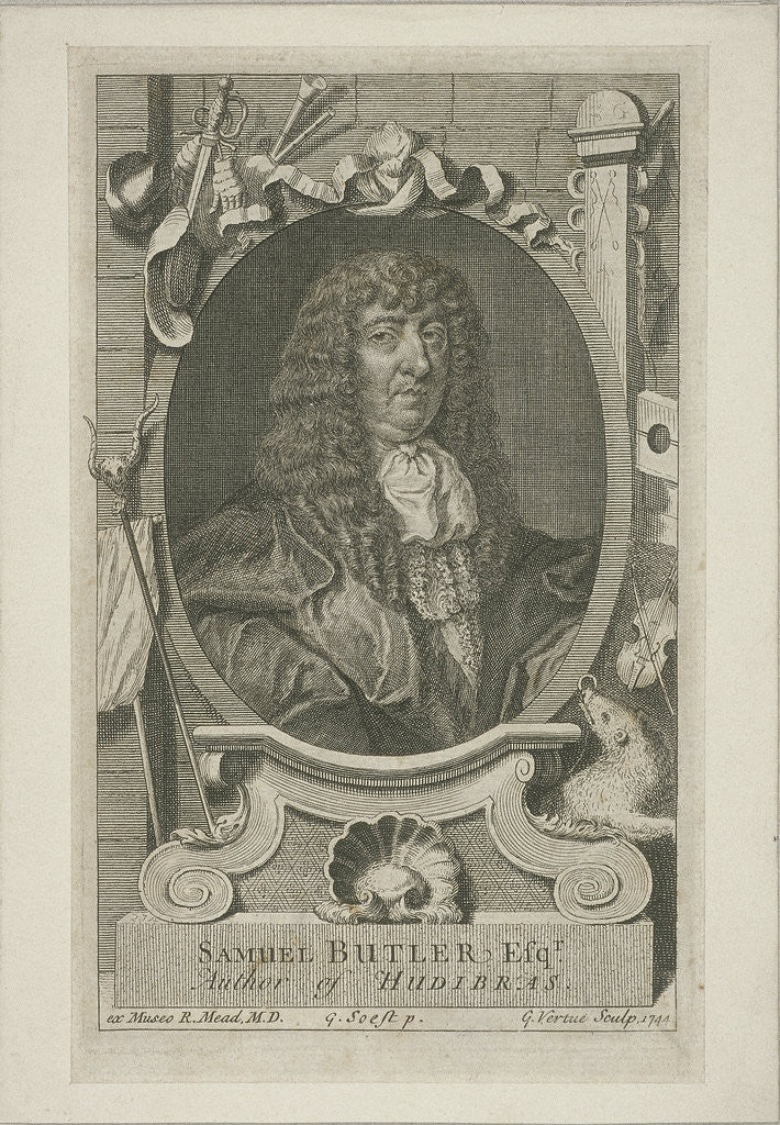 Samuel Butler in wig and robes by George Vertue