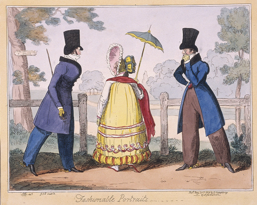 Detail of Fashionable Portraits, a scene in Hyde Park by Isaac Cruikshank