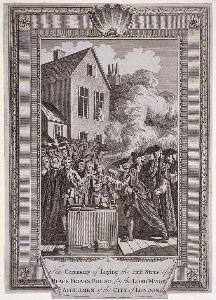 Detail of Laying the first stone of Blackfriars Bridge, London by Anonymous