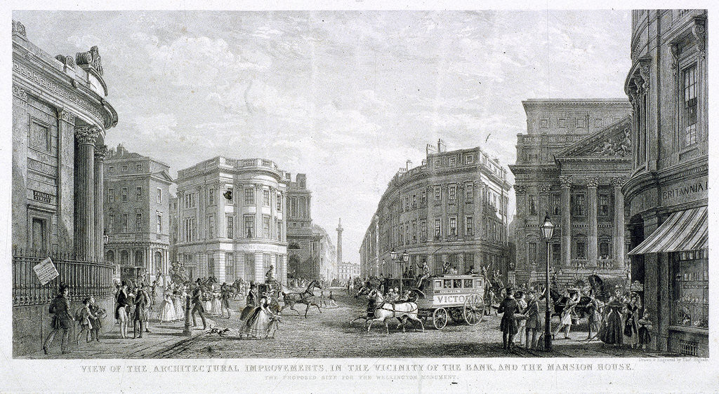 Detail of View of the Architectural Improvements in the Vicinity of the Bank, and the Mansion House by Thomas Higham