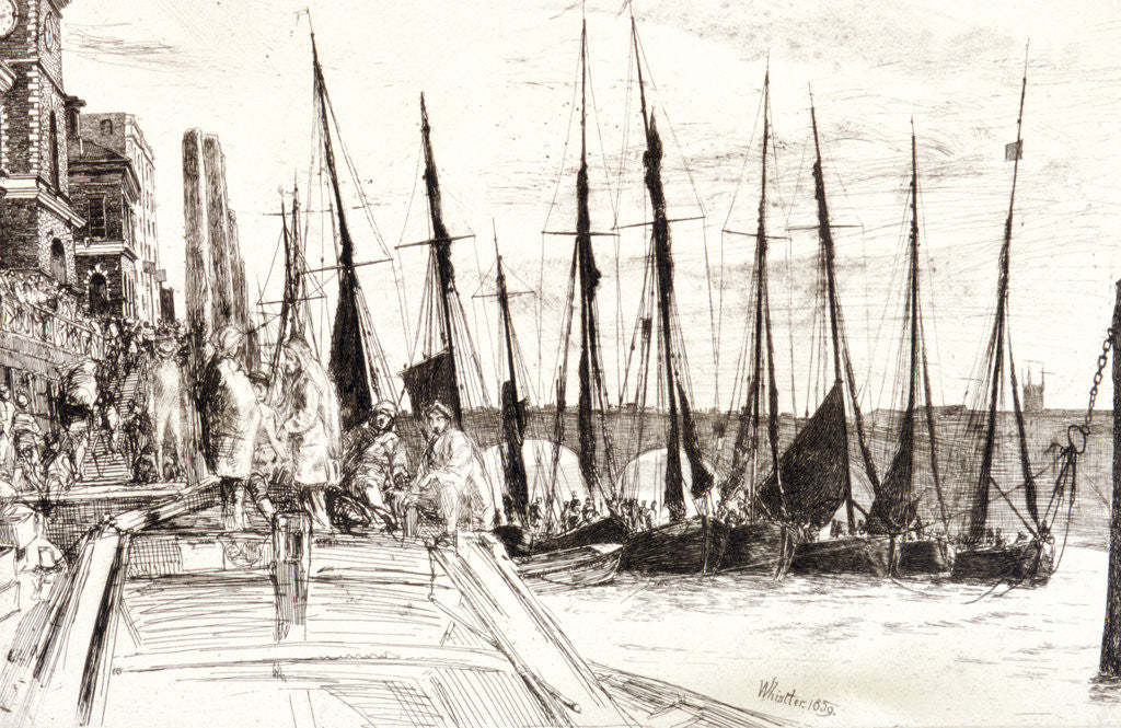 Detail of Boats alongside Billingsgate, London by James Abbott McNeill Whistler