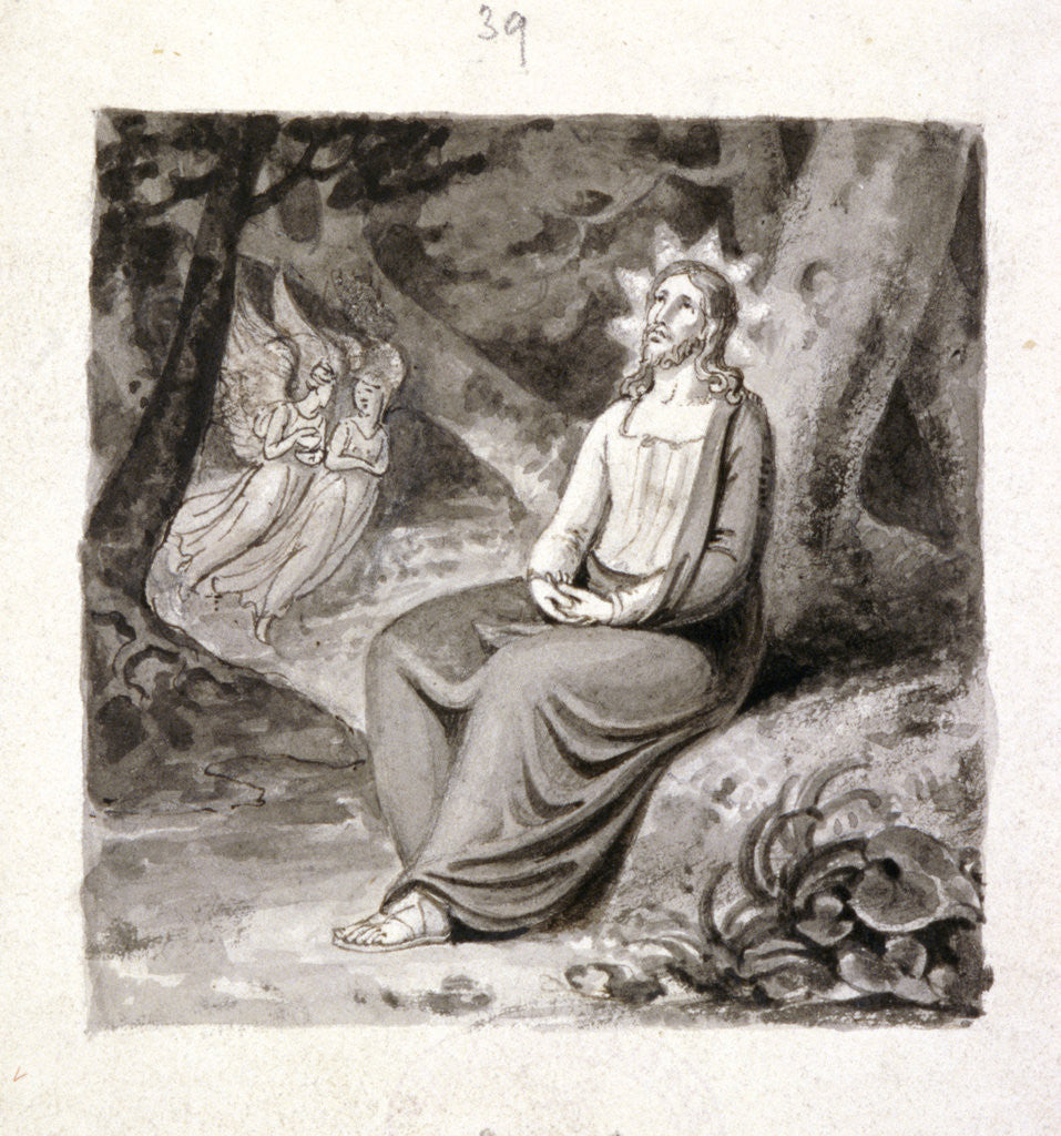 Detail of Christ in the Garden with Angels by Corbould Family