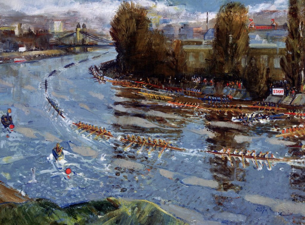 Detail of Head of the River for Schools, (rowing race on the Thames, London) by Hugh Cronyn