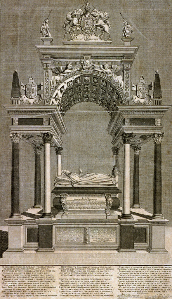 The monument to Mary, Queen of Scots in Westminster Abbey, London by James Cole