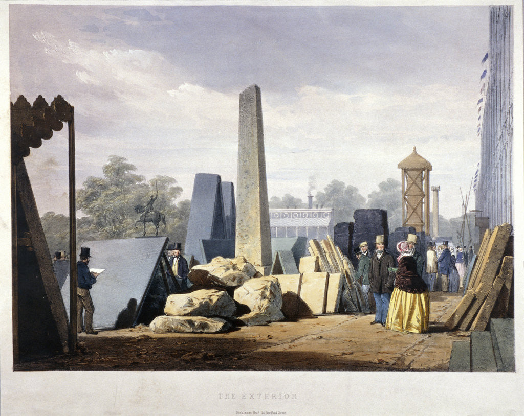 Detail of Exterior view of the Great Exhibition building during its construction, Hyde Park, London by Anonymous