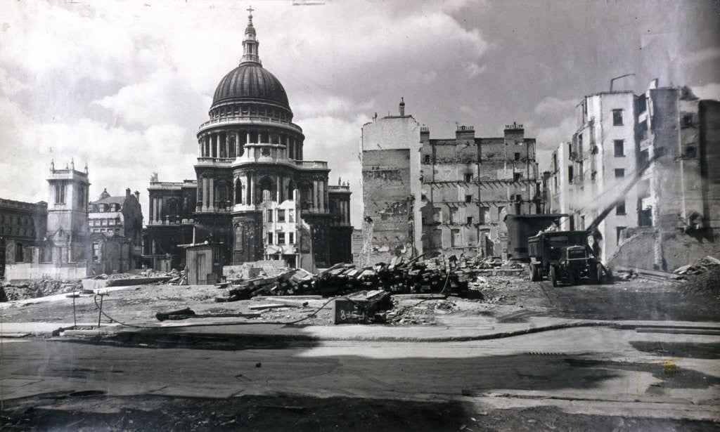 View of east end of St Paul's showing air raid damage in the vicinity, London by Anonymous