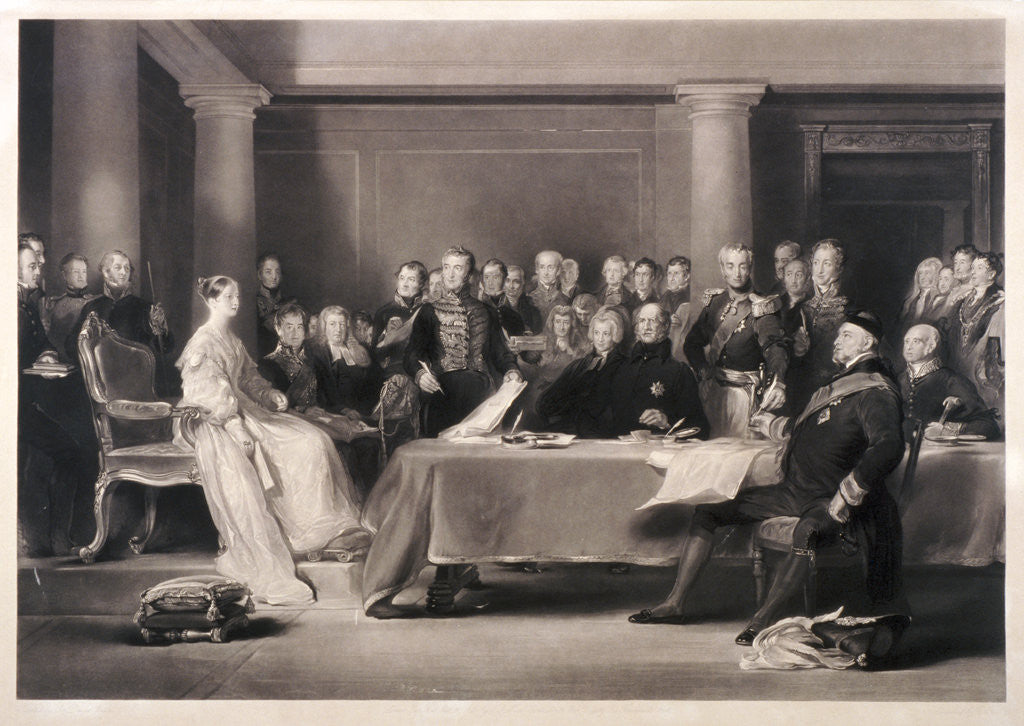 Detail of Queen Victoria presiding at the council on her accession to the throne by Charles Fox