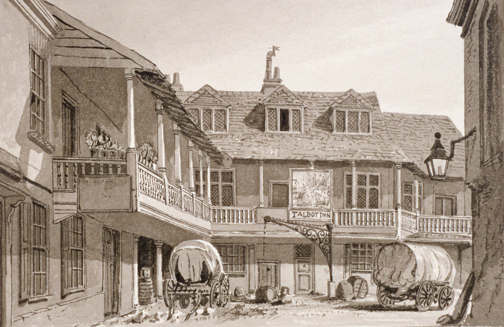 Detail of The Tabard Inn on Borough High Street, Southwark, London by John Chessell Buckler