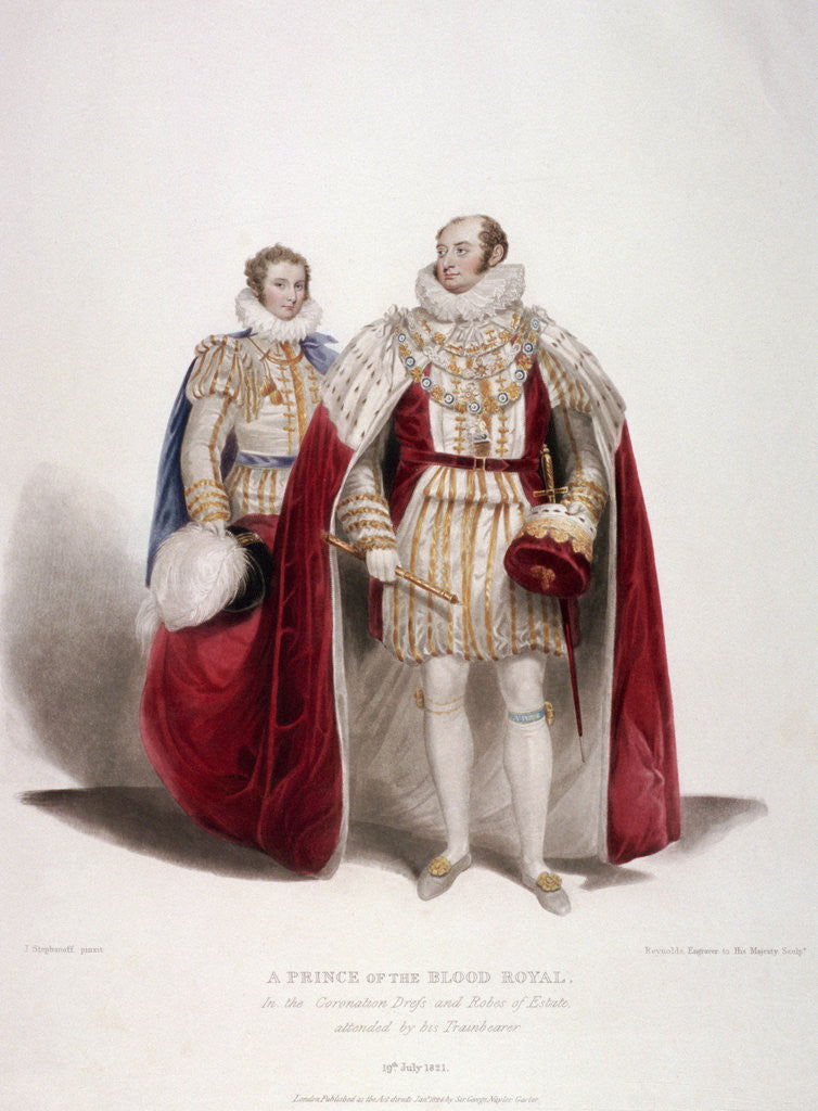 Detail of Frederick Augustus, Duke of York in the coronation dress and robes of estate by Samuel William Reynolds