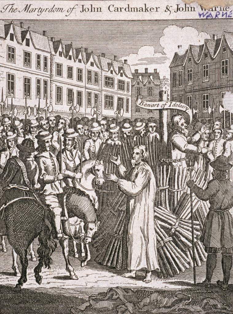 Detail of The execution of John Cardmaker and John Warne at Smithfield, 1555 by Anonymous
