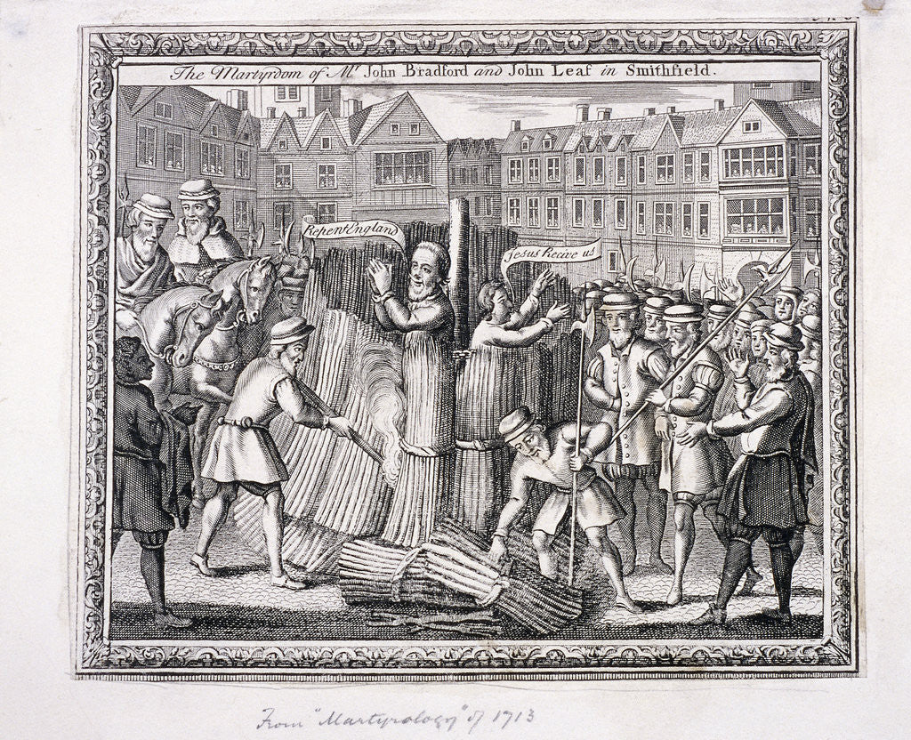 The execution of John Bradford and John Leaf at Smithfield, 1555 by Anonymous