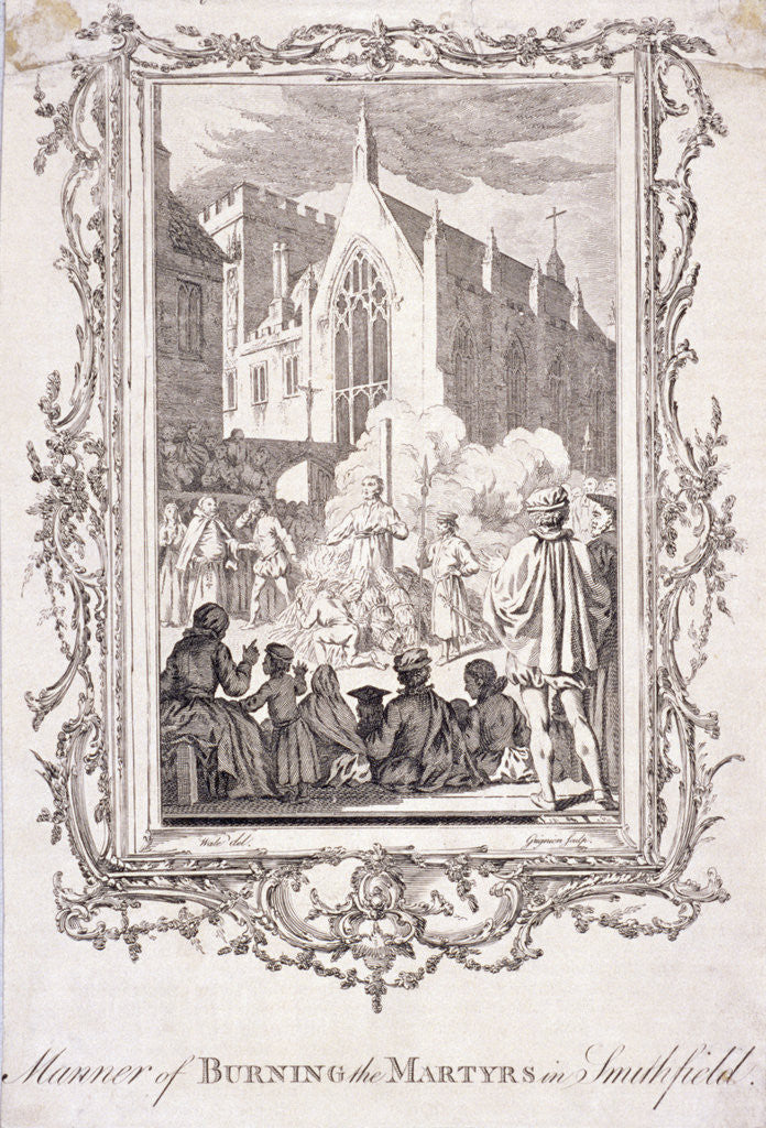 Detail of Scene of protestants being burnt at Smithfield by Charles Grignion