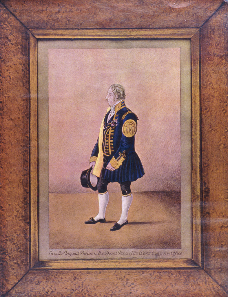 Detail of A Westminster fireman in uniform by Anonymous