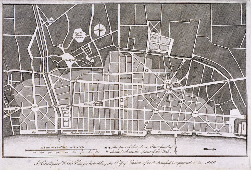 Proposed plan for the rebuilding of the City of London after the Great Fire in 1666 by Anonymous