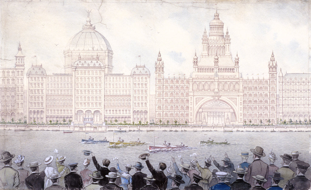 Detail of Boat race on the River Thames for the August bank holiday, London by Anonymous
