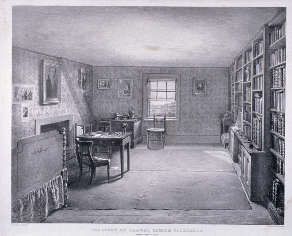 Detail of Samuel Taylor Coleridge's study in Highgate, Haringey, London by George Scharf