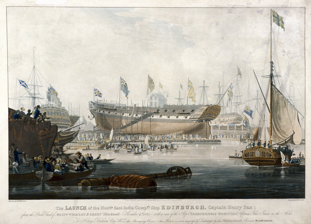 Detail of Launch of the East India Company's ship, the 'Edinburgh' in 1825 by Edward Duncan