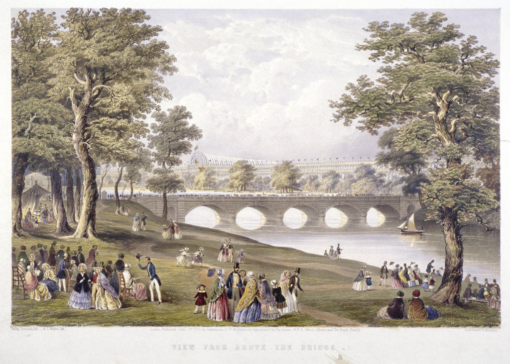 Detail of View from the bridge on the Serpentine towards Crystal Palace, London by Day & Son