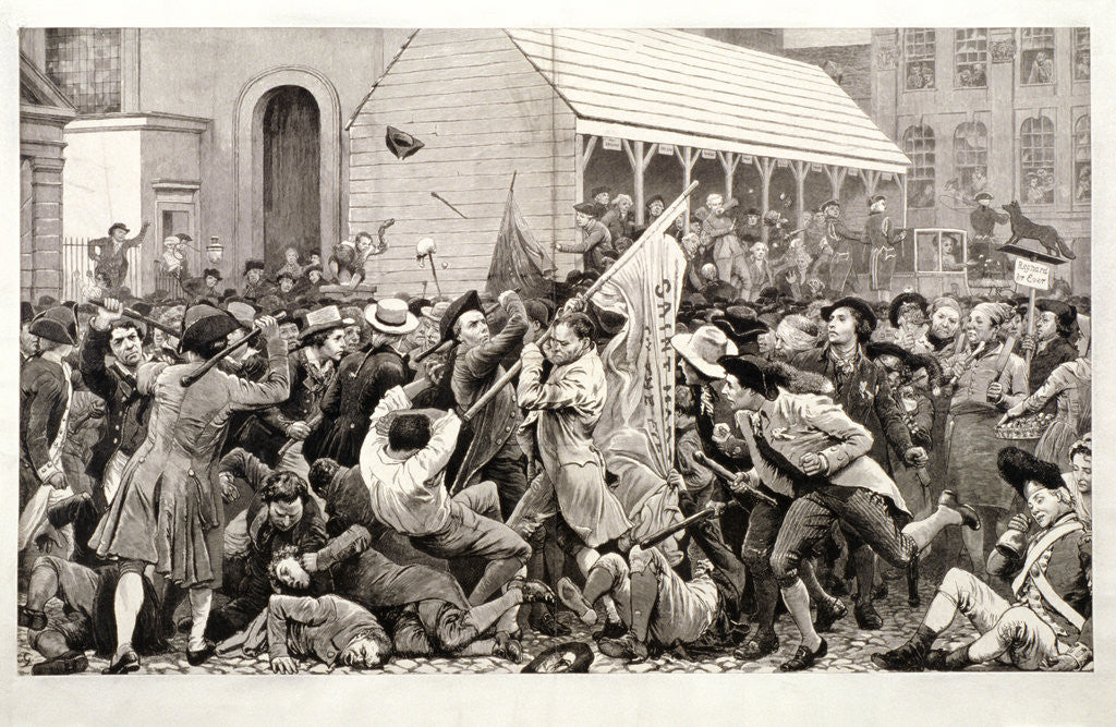 Detail of Covent Garden with election hustings in the background, featuring Charles James Fox, (c1790?) by Anonymous