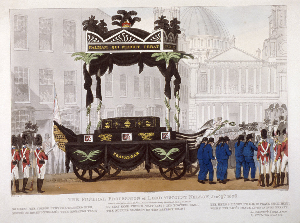 Detail of View of the funeral procession of Lord Nelson, London by Edward Orme