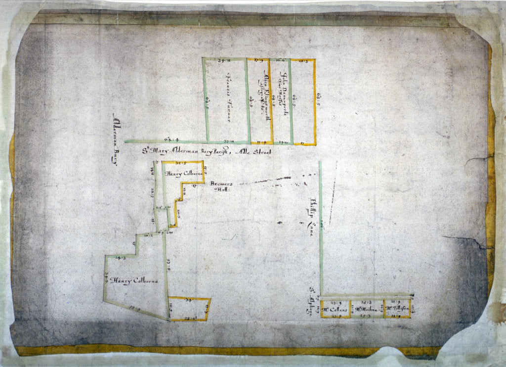 Plan of tenements in Addle Street, Aldermanbury and Philip Lane, London by Anonymous