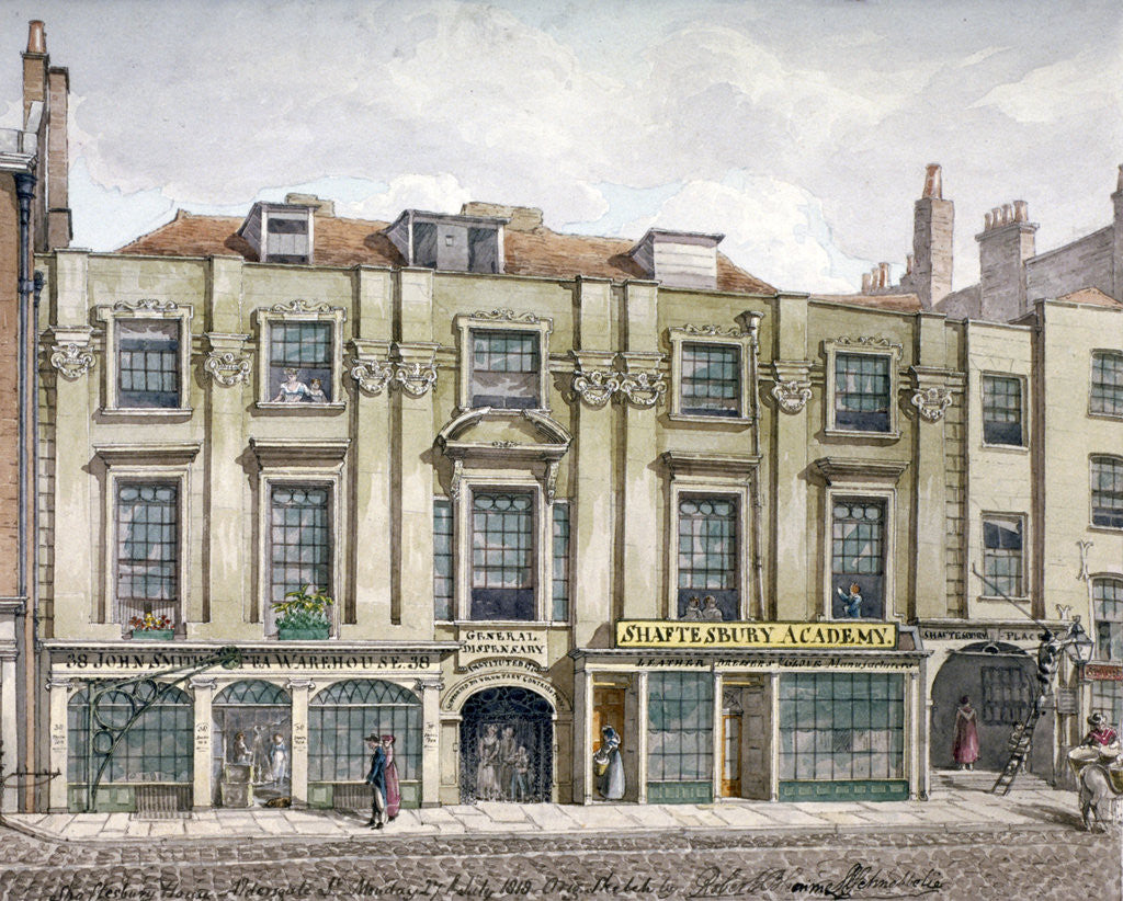 Detail of Shaftesbury House, Aldersgate Street, London by Robert Blemmell Schnebbelie
