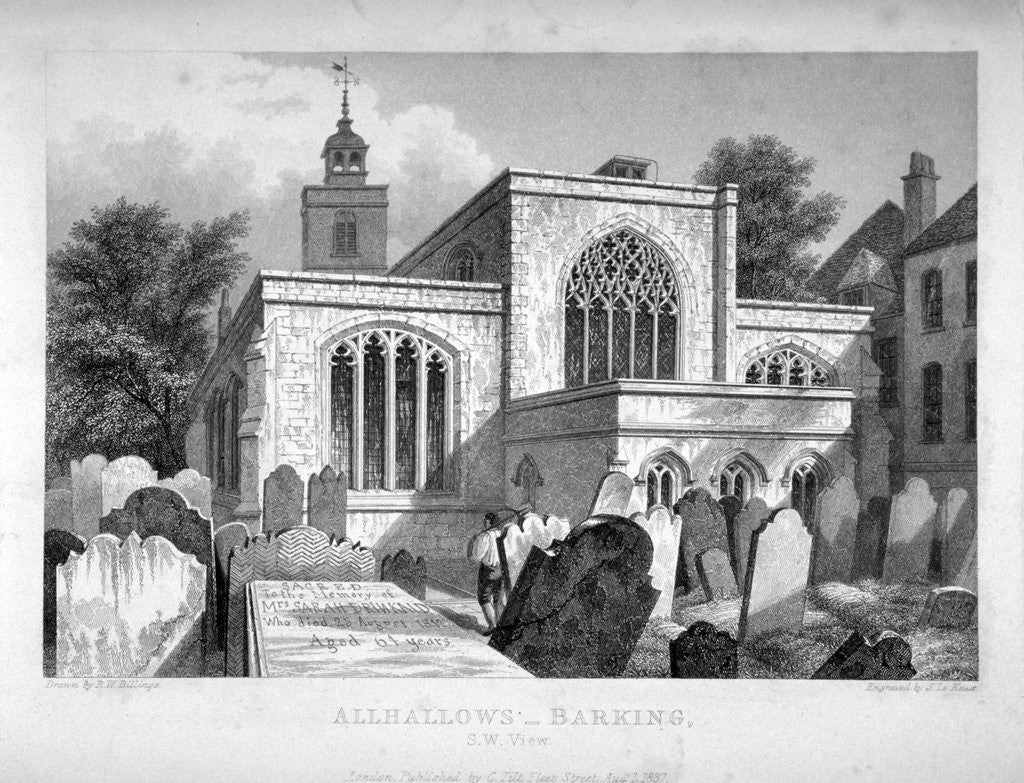 All Hallows-by-the-Tower Church, London by John Le Keux