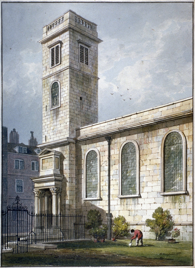 Detail of All Hallows Church, Lombard Street, London by George Shepherd