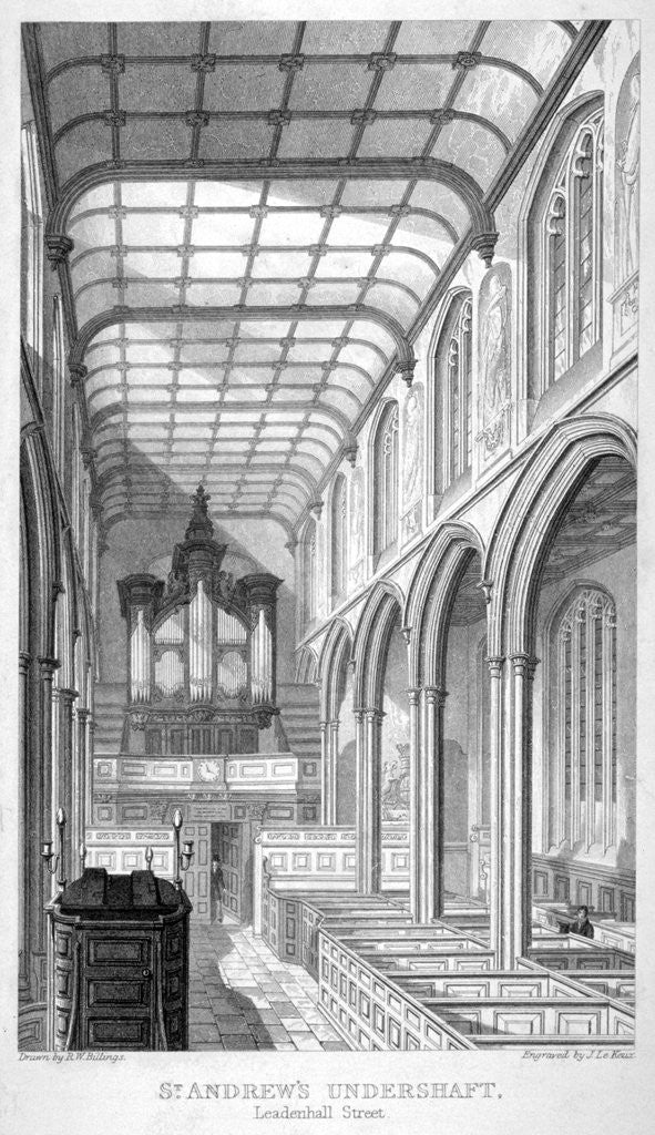 Church of St Andrew Undershaft, Leadenhall Street, London by John Le Keux