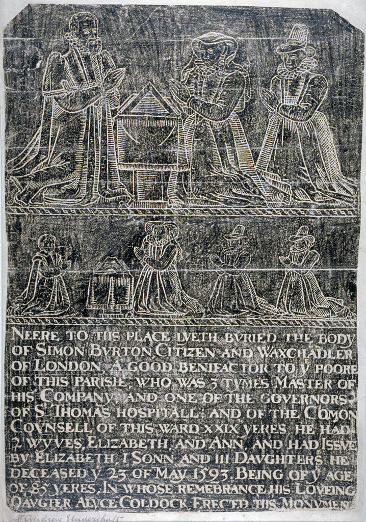 Detail of Brass rubbing from the Church of St Andrew Undershaft, Leadenhall Street, London by Anonymous
