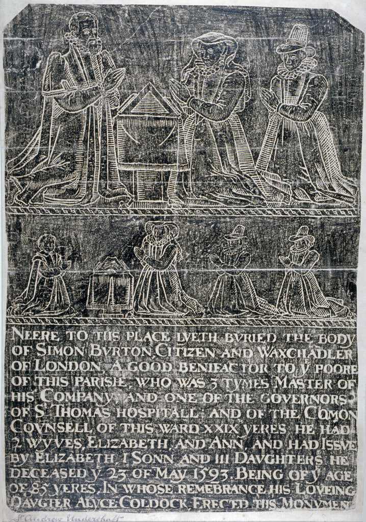 Brass rubbing from the Church of St Andrew Undershaft, Leadenhall Street, London by Anonymous