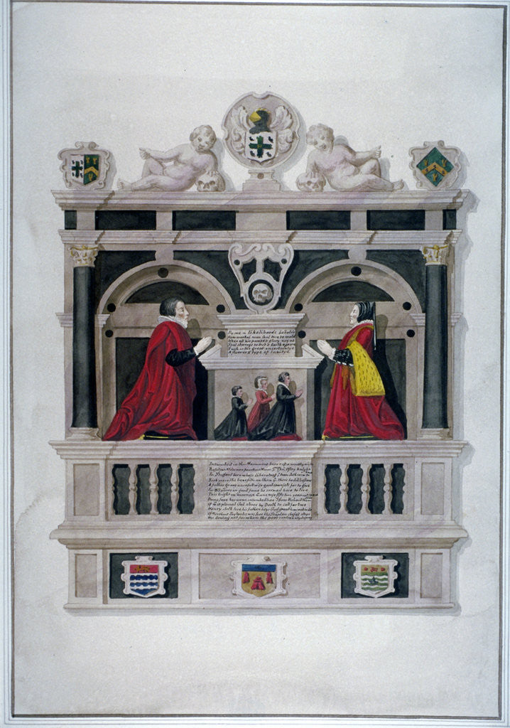 Detail of Monument in the Church of St Andrew Undershaft, Leadenhall Street, London, c1820 by Anonymous