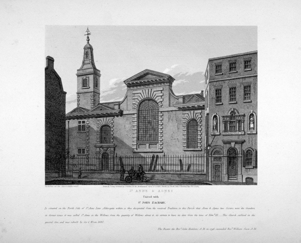 Exterior view of St Anne and St Agnes, City of London by Joseph Skelton