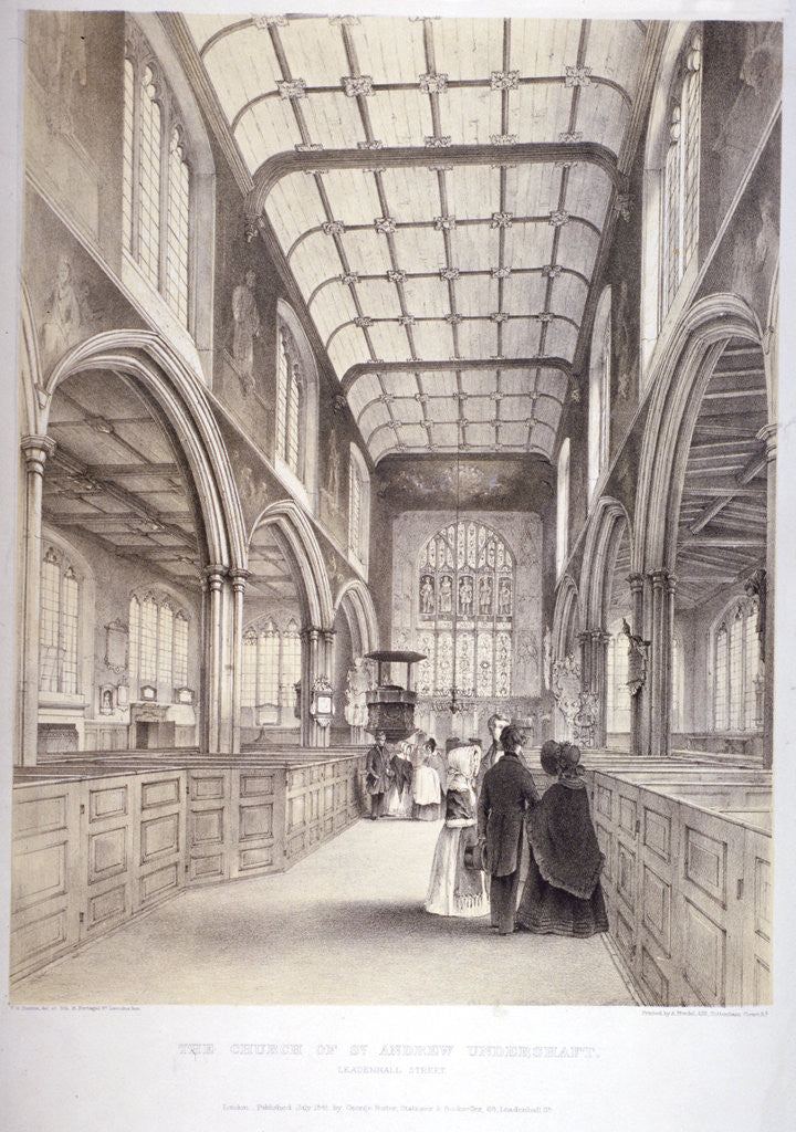 Detail of Interior view of St Andrew Undershaft, City of London by Thomas Goldsworth Dutton