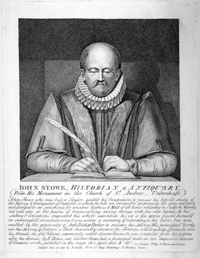 Detail of Monument to John Stow in St Andrew Undershaft, City of London by Anonymous