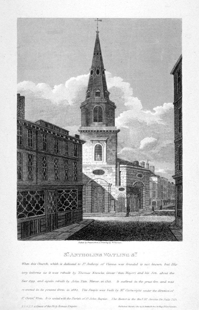 Detail of St Antholin, Watling Street, City of London by W Preston