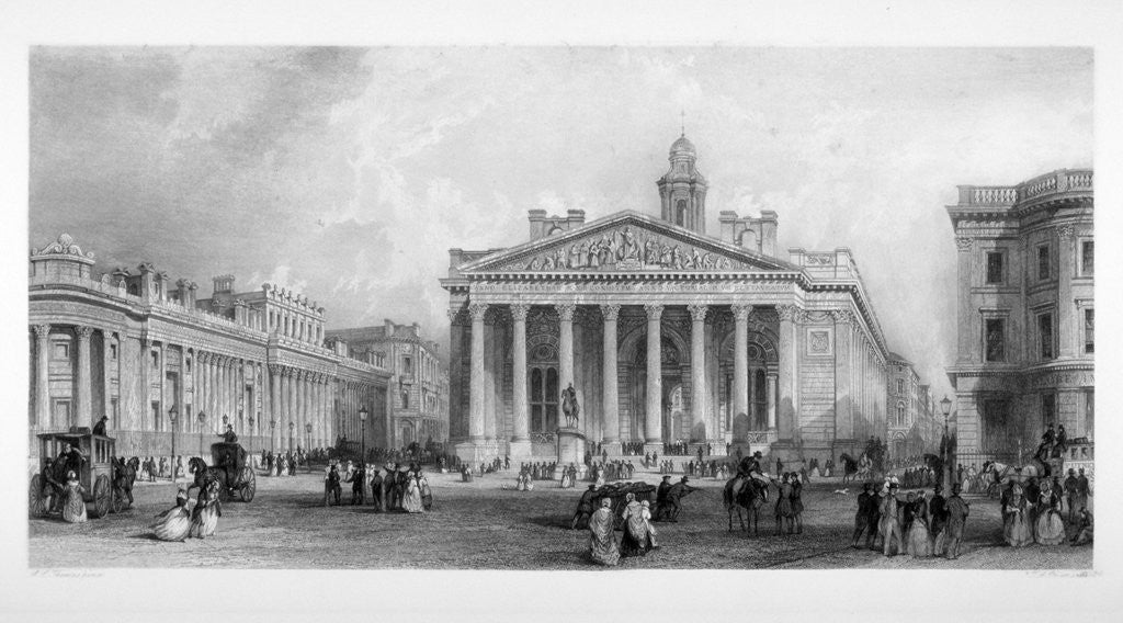 Detail of The Bank of England and Royal Exchange, City of London by TA Prior